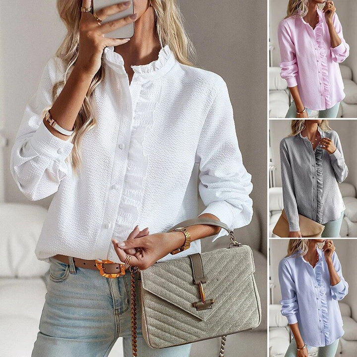 Women's Blouse – Ruffle Front Button-Up
