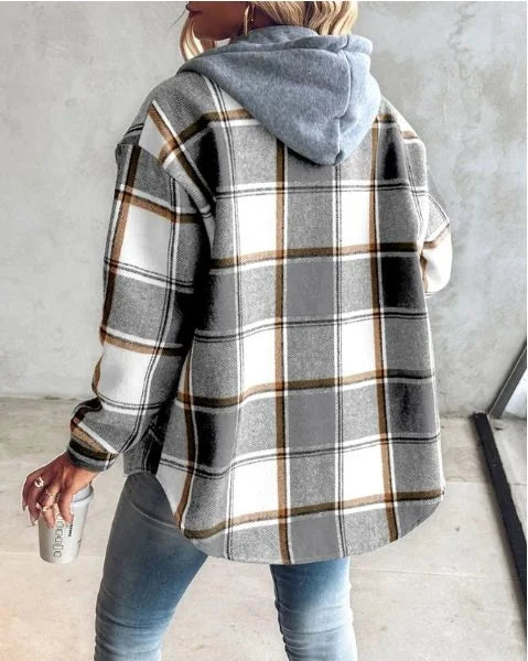 Women's Oversized Plaid Shirt Bomber Jacket