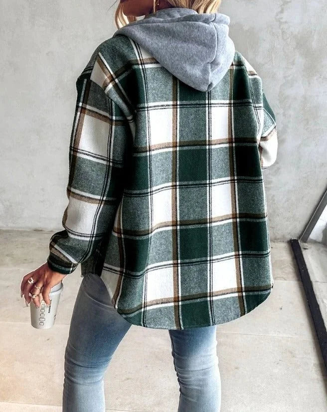Women's Oversized Plaid Shirt Bomber Jacket