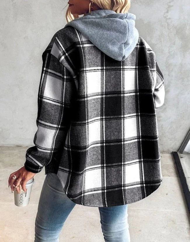 Women's Oversized Plaid Shirt Bomber Jacket