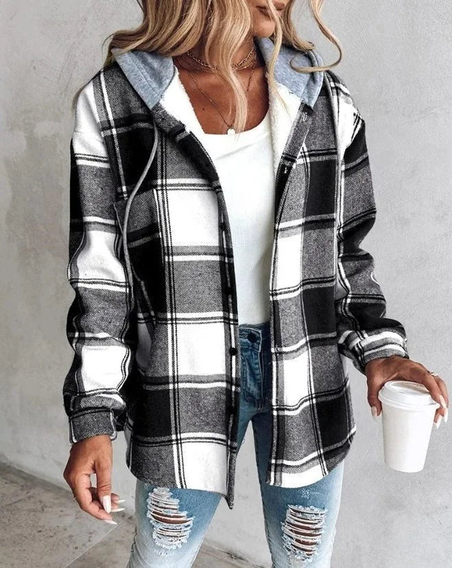 Women's Oversized Plaid Shirt Bomber Jacket
