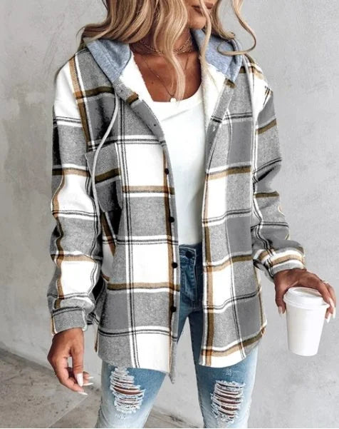 Women's Oversized Plaid Shirt Bomber Jacket