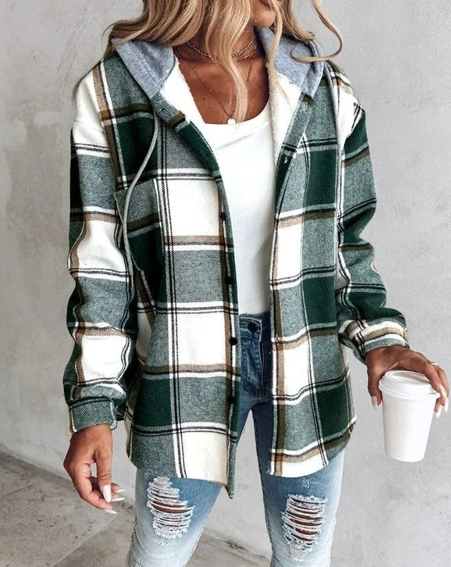 Women's Oversized Plaid Shirt Bomber Jacket