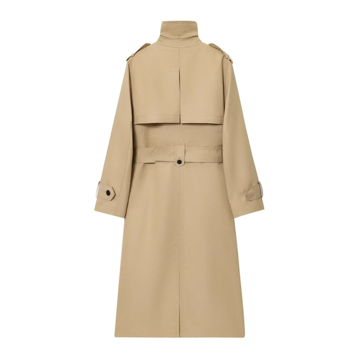 Women's Long Double Breasted Belted Trench Coat