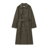 Women's Long Double Breasted Belted Trench Coat