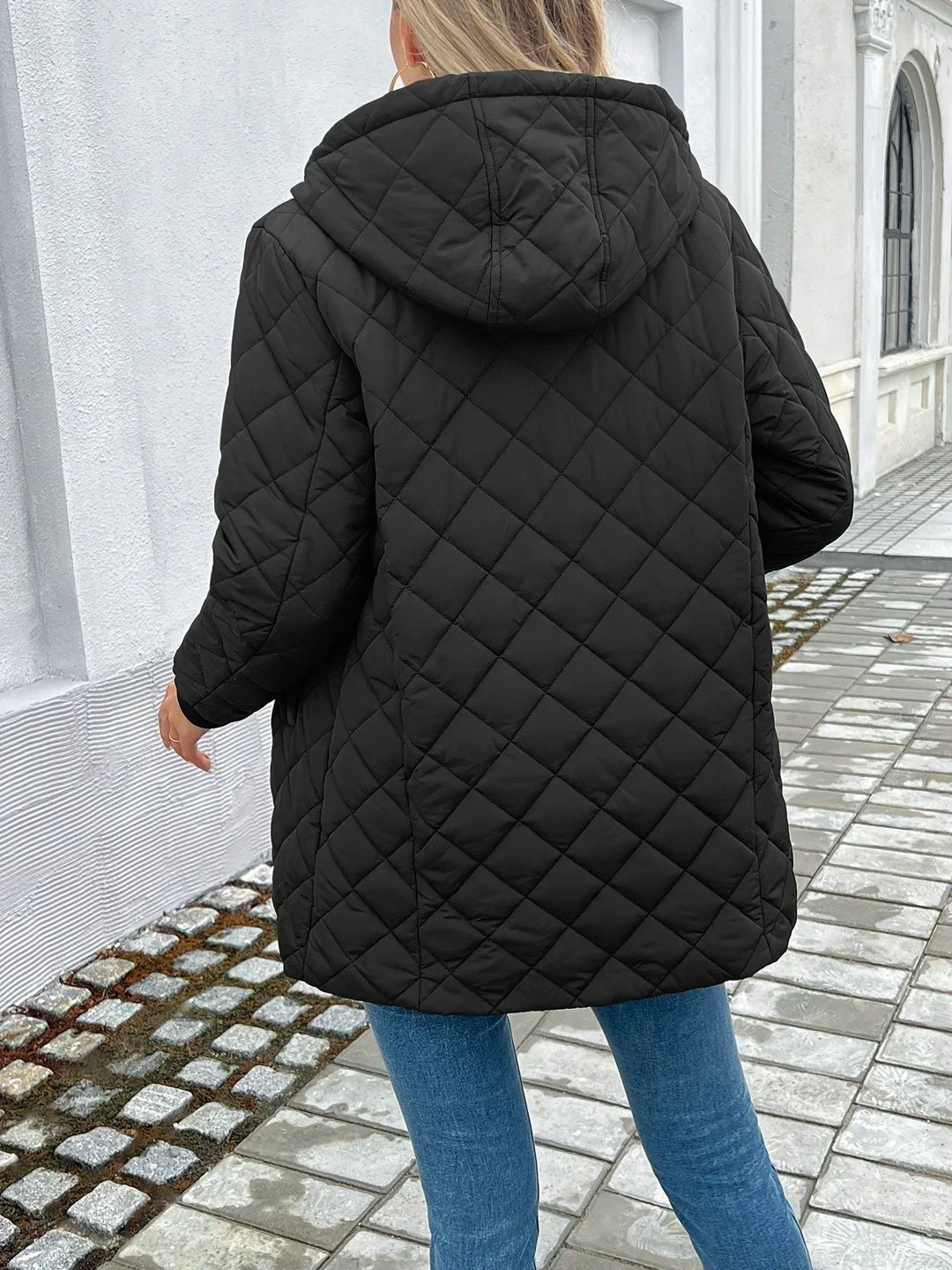 Women's Quilted Longline Puffer Coat – Hood