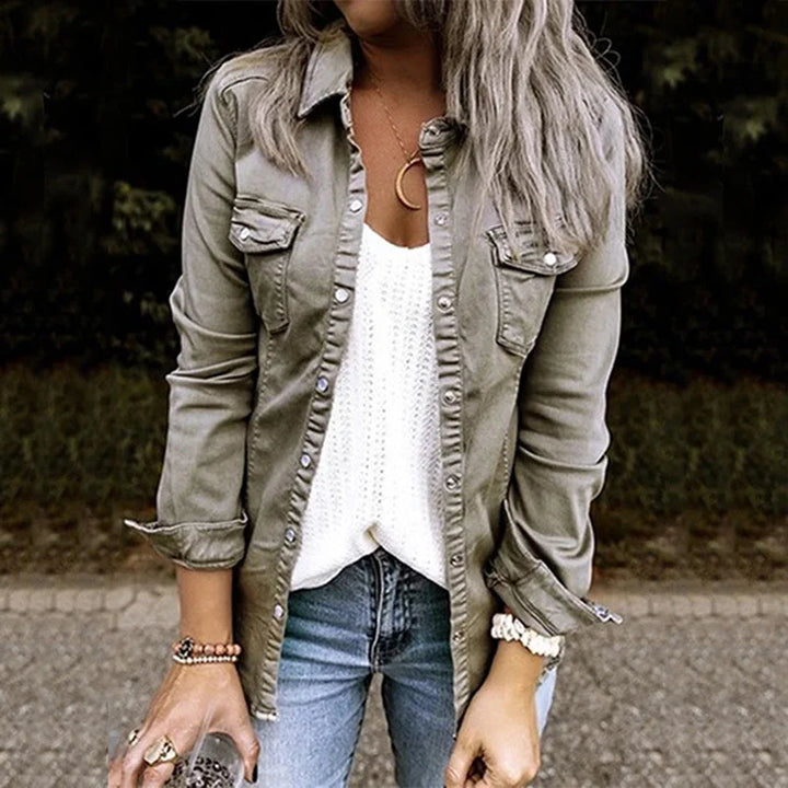 Women's Raw Hem Relaxed Fit Denim Jacket
