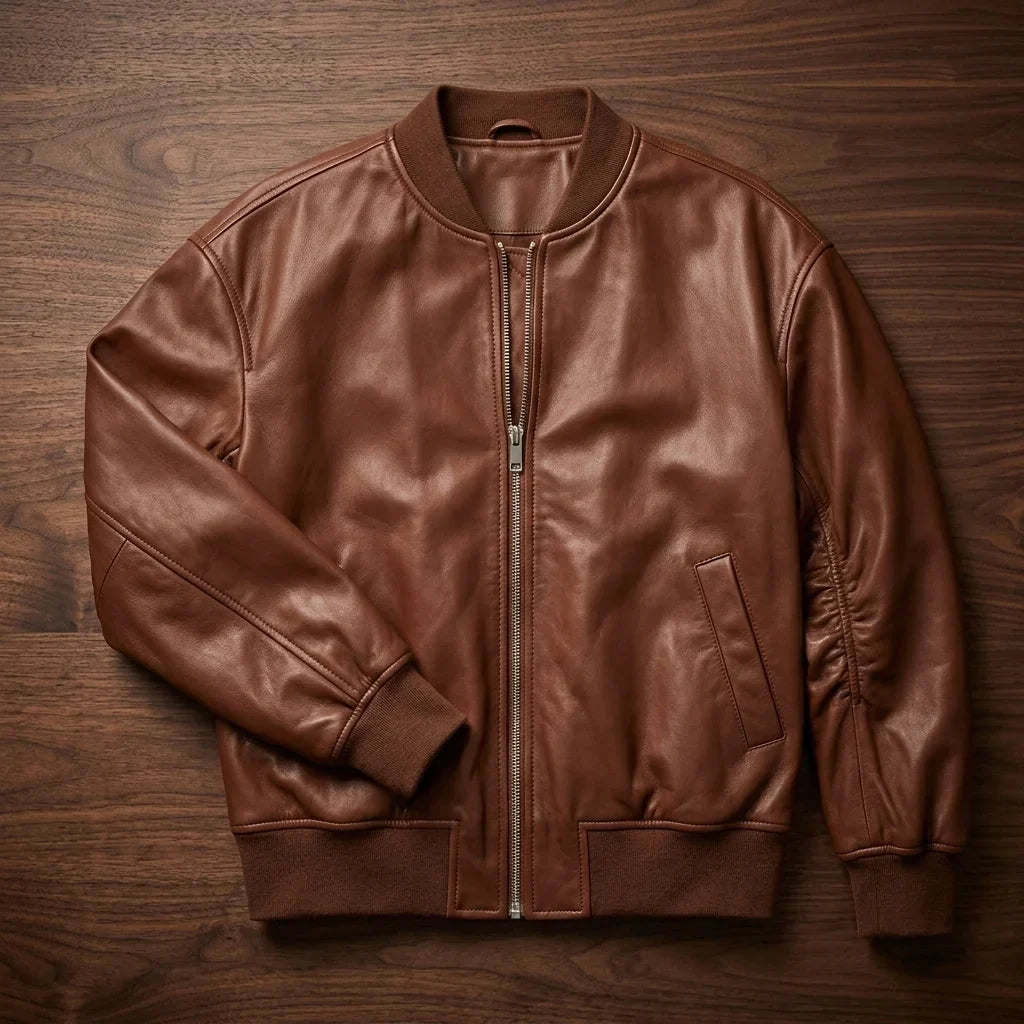 Women's Faux Leather Relaxed Bomber Jacket