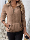 Women's Jumper – Sherpa Fleece Half-Zip Kangaroo Pocket