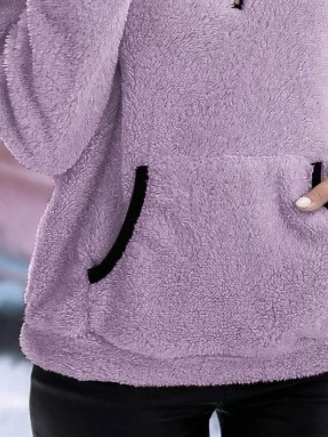 Women's Jumper – Sherpa Fleece Half-Zip Kangaroo Pocket