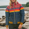 Women's Retro Rainbow Stripe Colour Block Puffer Jacket