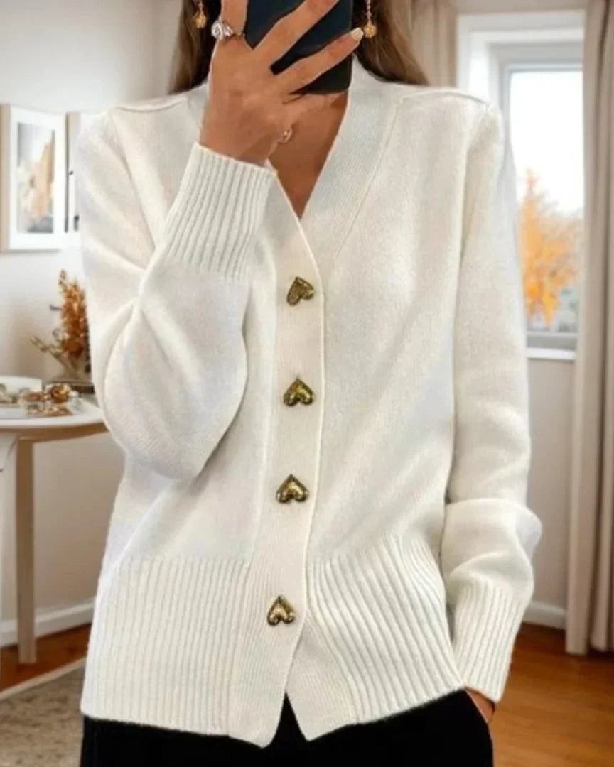 Women's Ribbed Knit Button-Up Cardigan