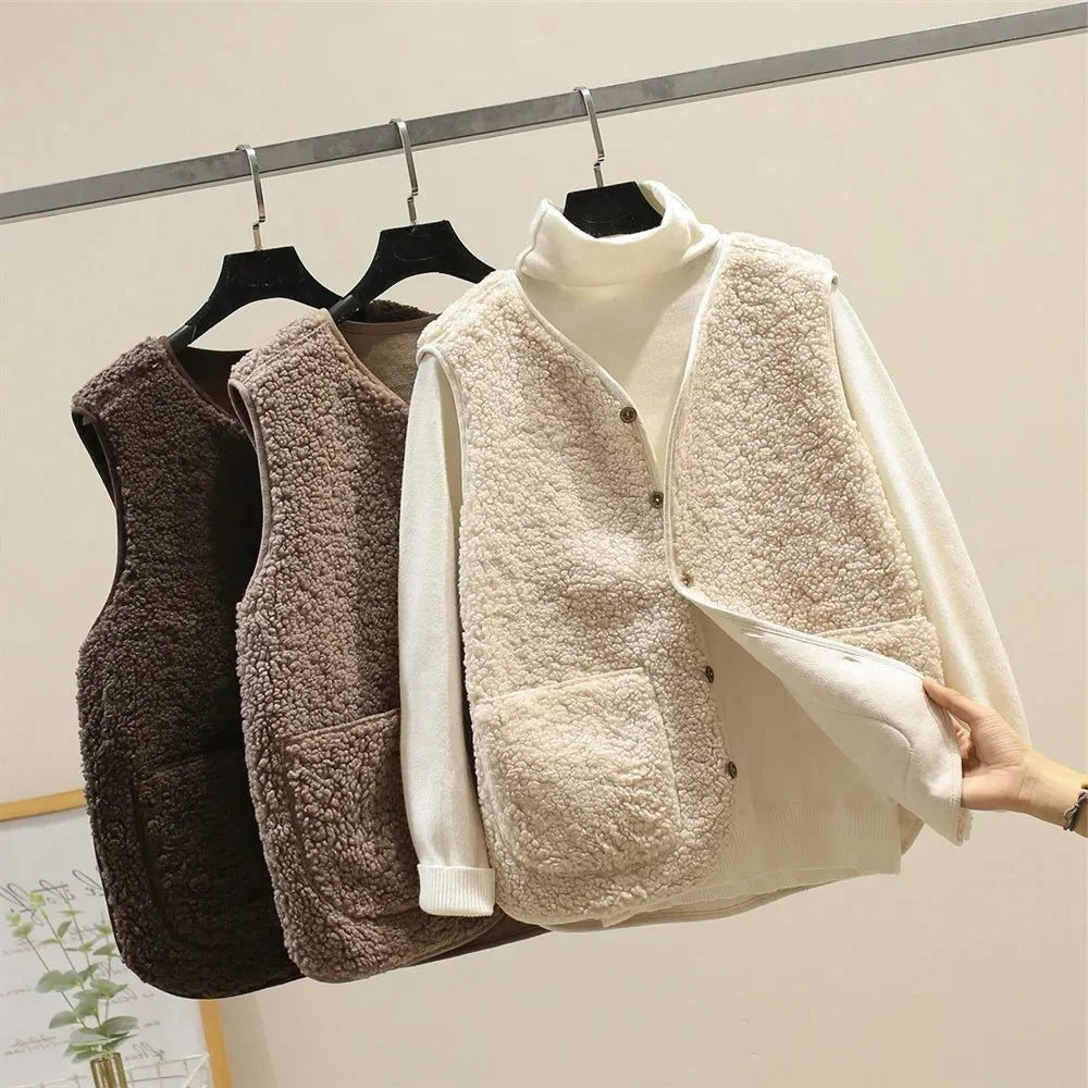 Women's Ribbed Knit Button-Up Vest