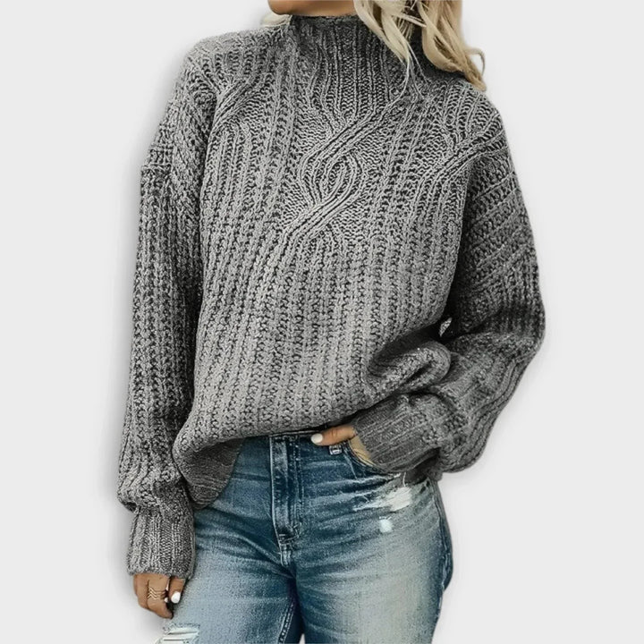 Women's Ribbed Knit High-Neck Sweater
