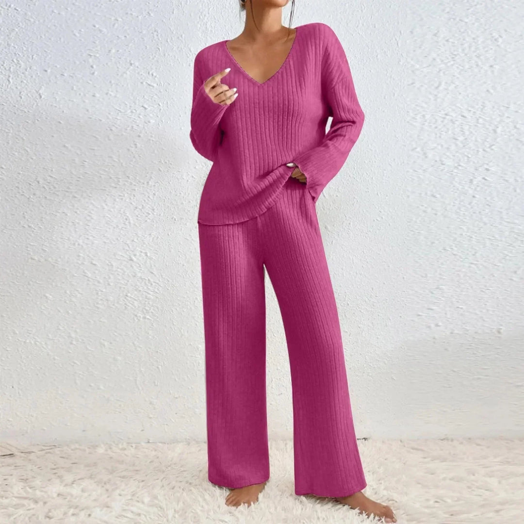 Women's Lounge Set – V-Neck Knit