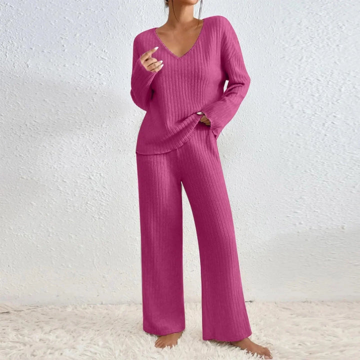 Women's Lounge Set – V-Neck Knit