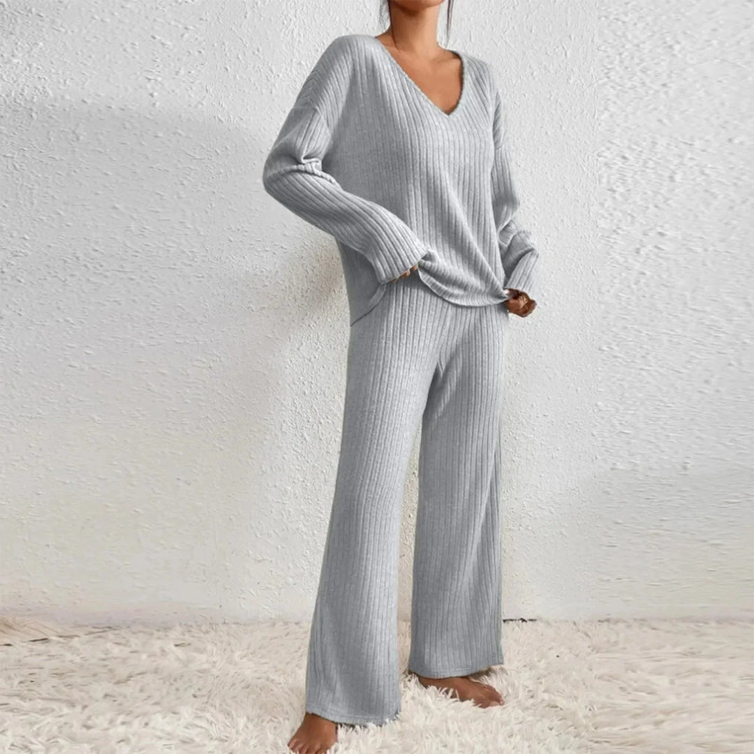 Women's Lounge Set – V-Neck Knit
