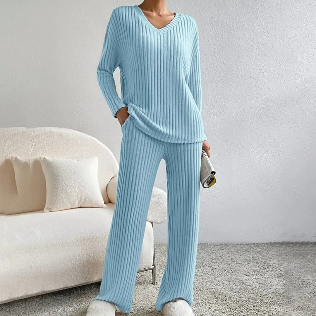 Women's Lounge Set – V-Neck Knit