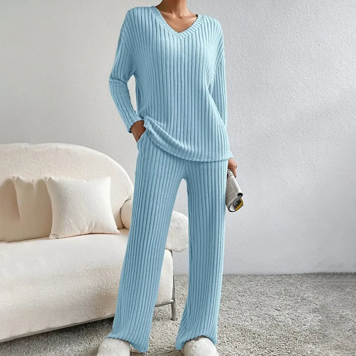 Women's Lounge Set – V-Neck Knit