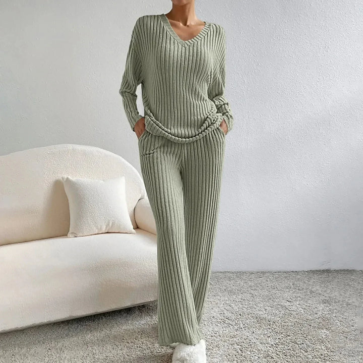 Women's Lounge Set – V-Neck Knit