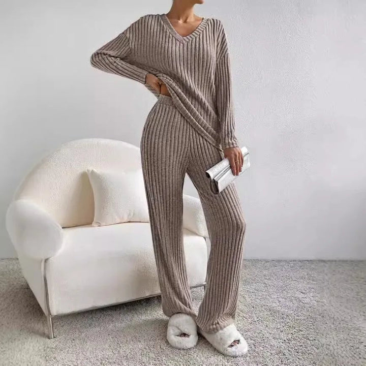 Women's Lounge Set – V-Neck Knit