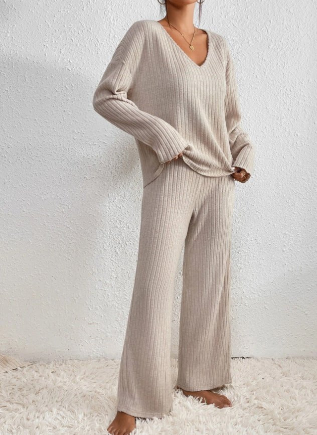 Women's Lounge Set – V-Neck Knit