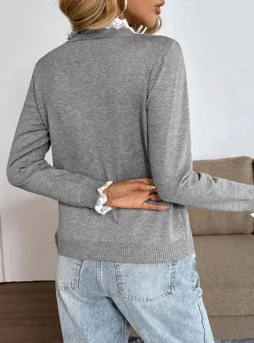 Women's Ribbed Knit Sweater – Crew Neck