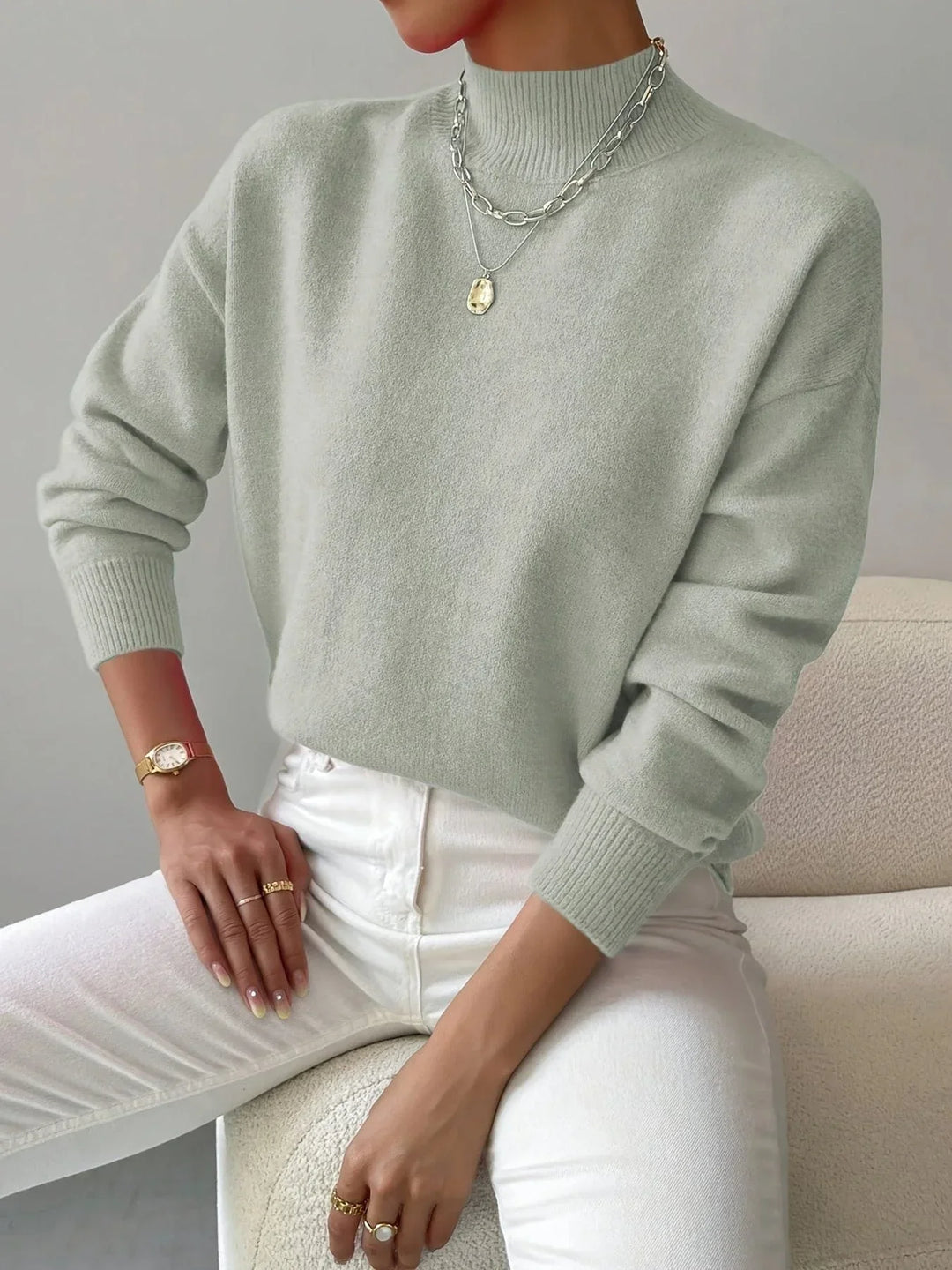 Women's Ribbed Knit Sweater – Roll Neck