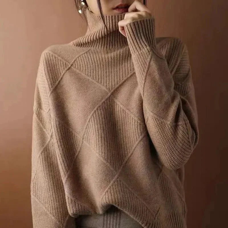 Women's Ribbed Knit Turtleneck Sweater