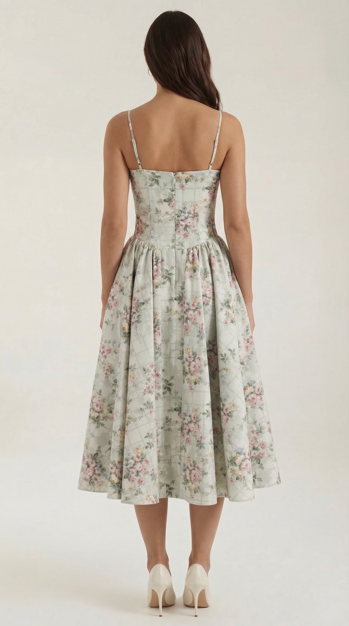 Women's Midi Dress – Floral Corset Christmas Party