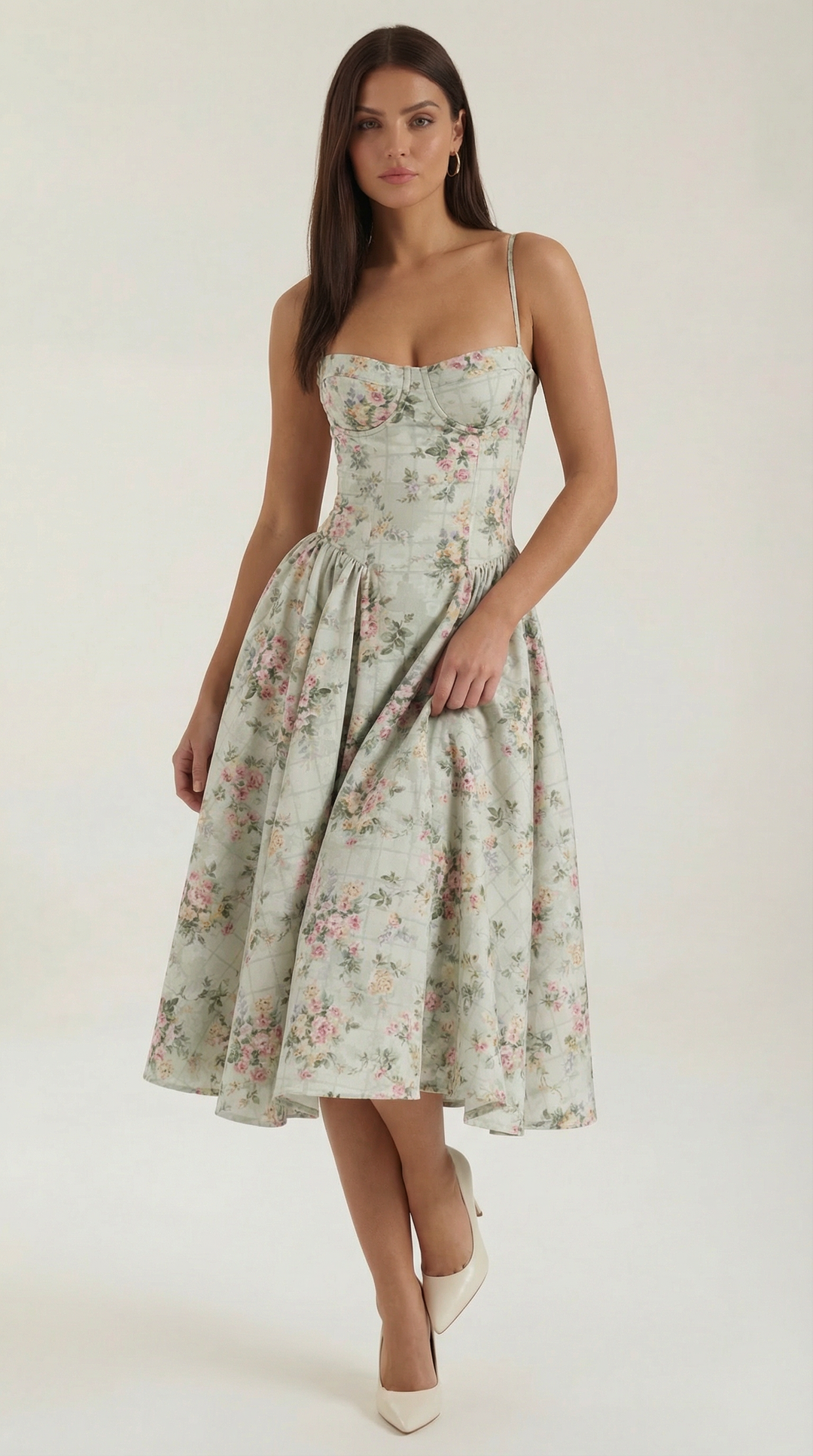 Women's Midi Dress – Floral Corset Christmas Party