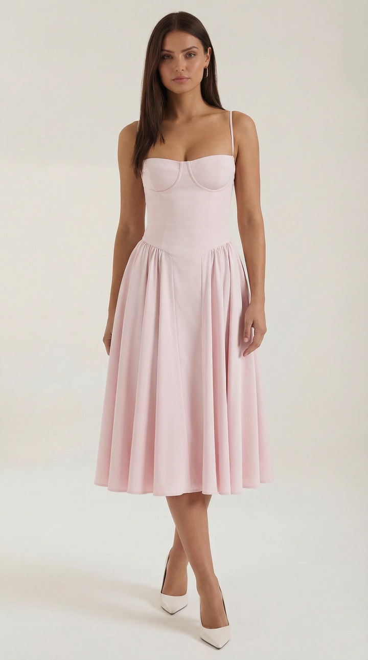 Women's Midi Dress – Floral Corset Christmas Party