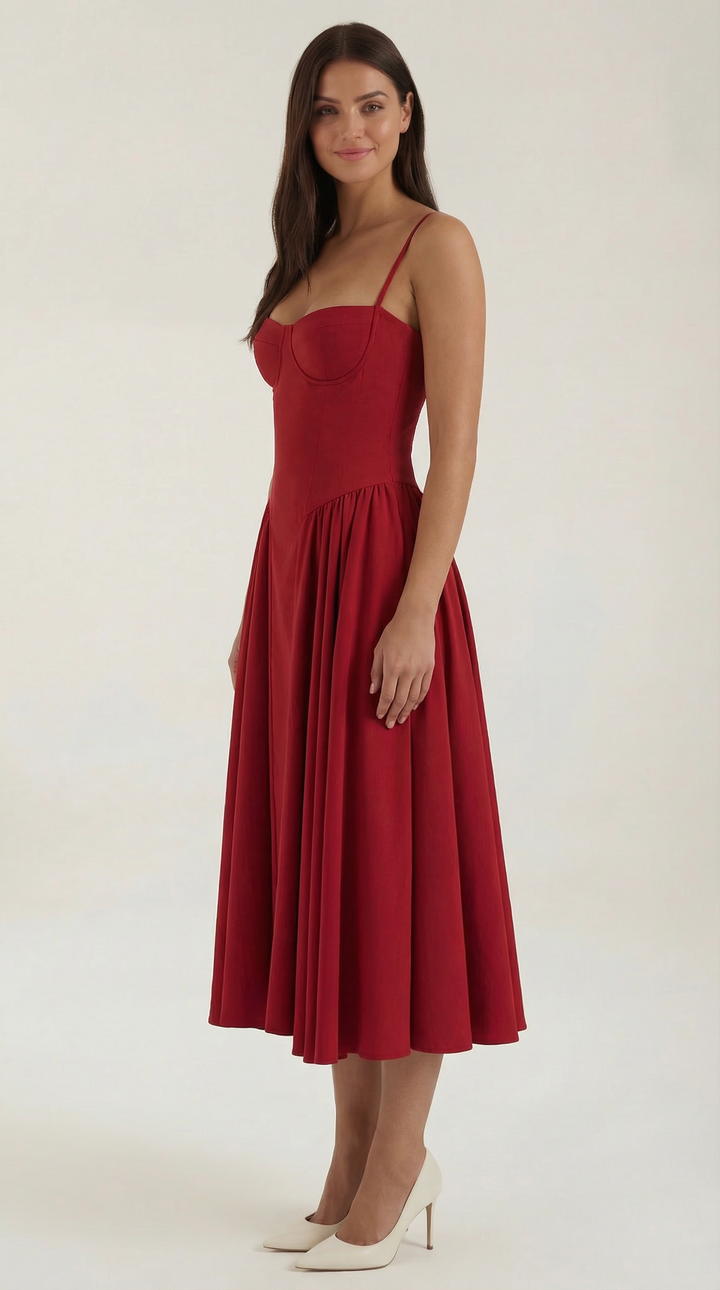 Women's Midi Dress – Floral Corset Christmas Party