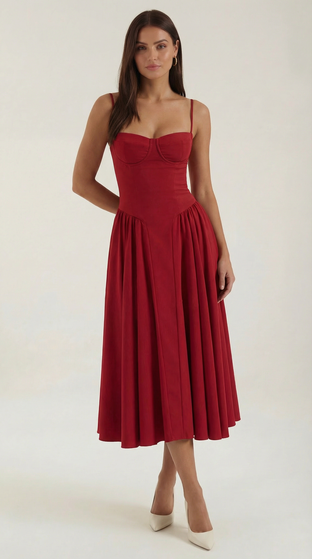 Women's Midi Dress – Floral Corset Christmas Party