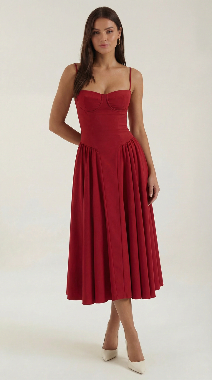 Women's Midi Dress – Floral Corset Christmas Party