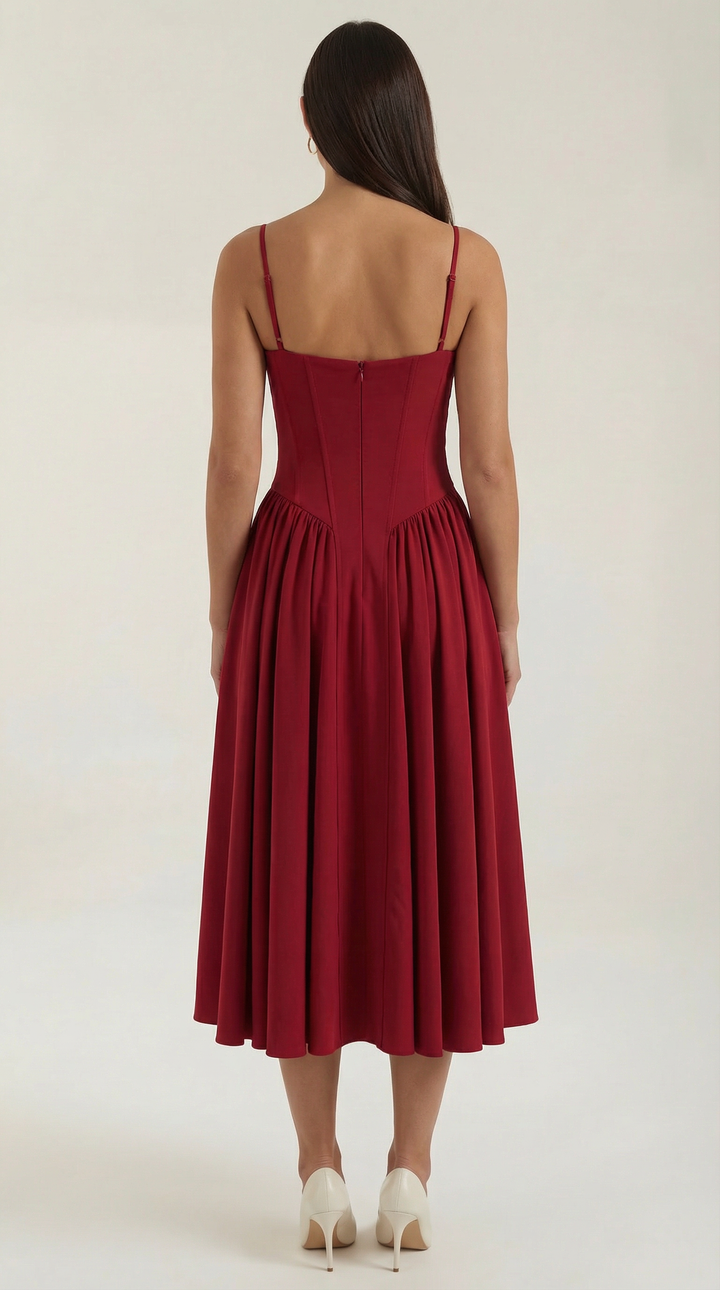 Women's Midi Dress – Floral Corset Christmas Party