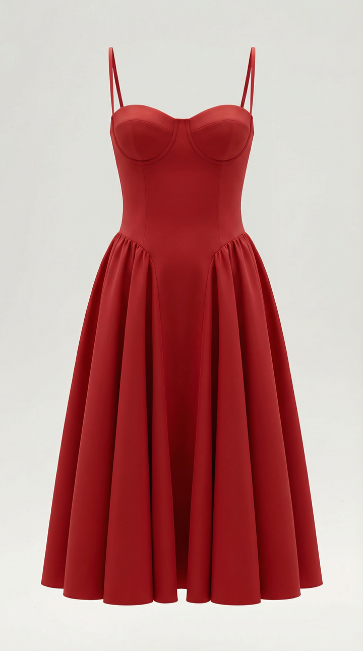 Women's Midi Dress – Floral Corset Christmas Party