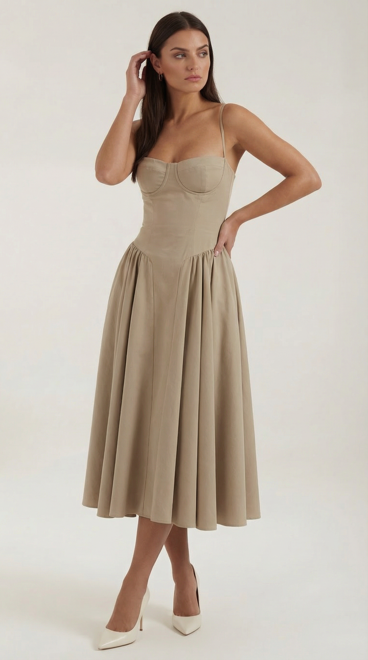 Women's Midi Dress – Floral Corset Christmas Party