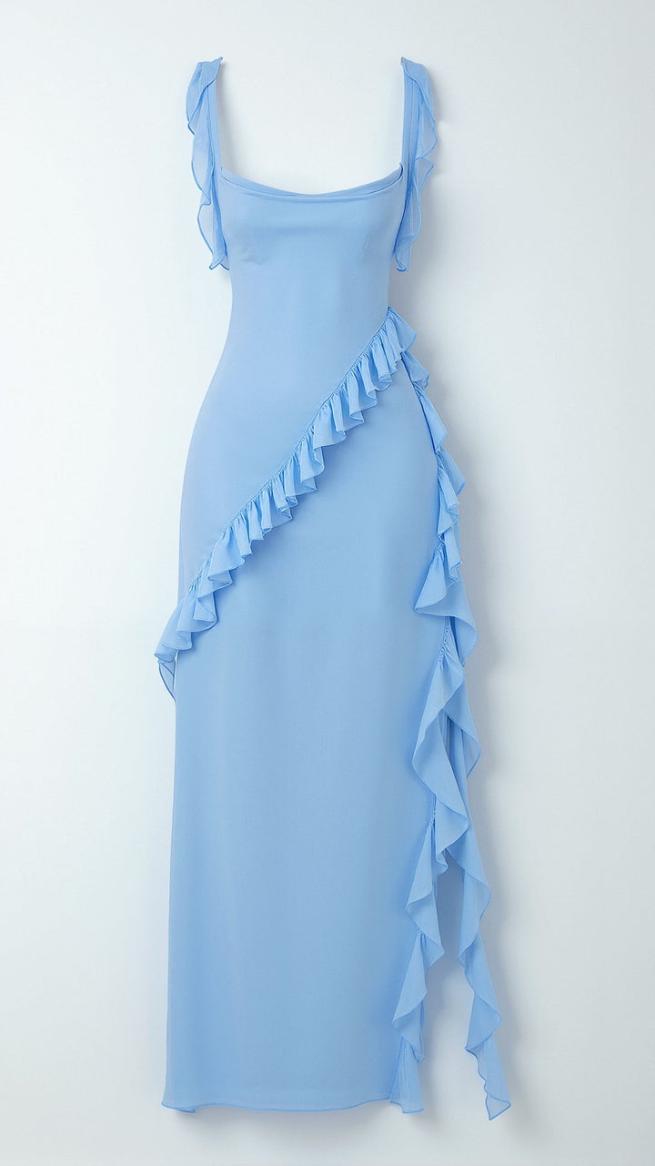 Women's Maxi Dress – Ruffle Party Front Slit