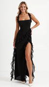 Women's Maxi Dress – Ruffle Party Front Slit