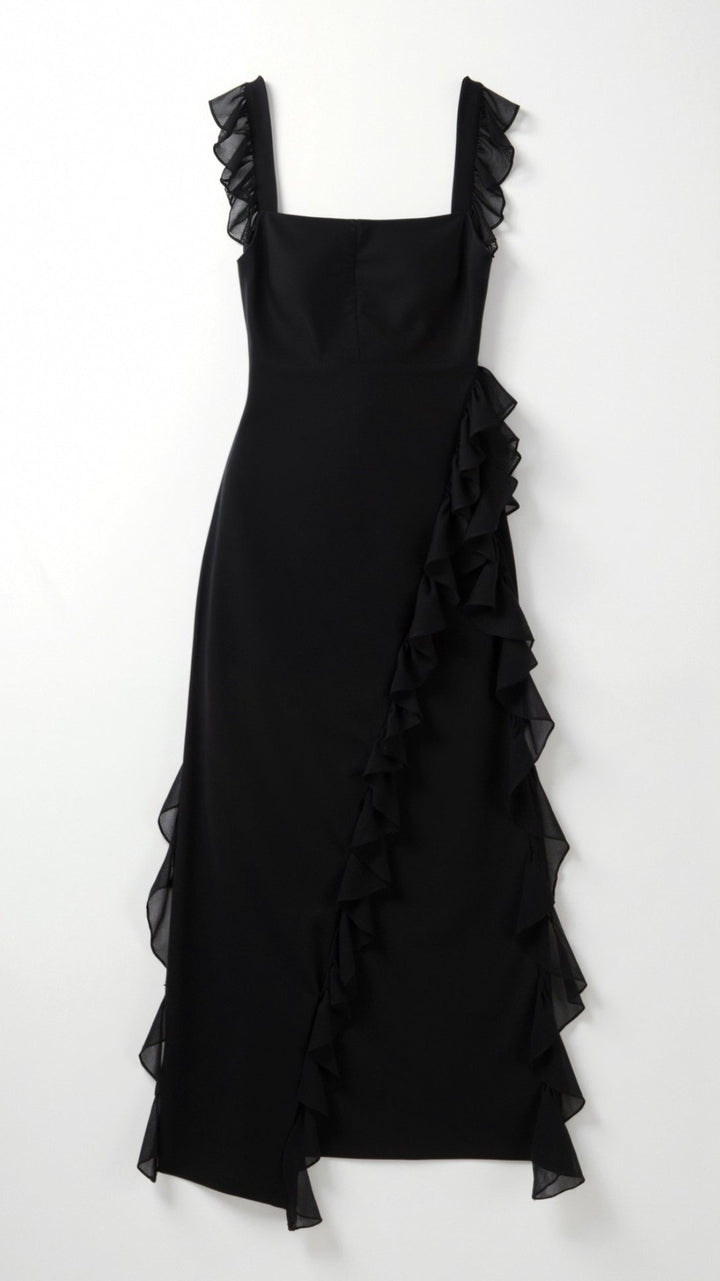 Women's Maxi Dress – Ruffle Party Front Slit