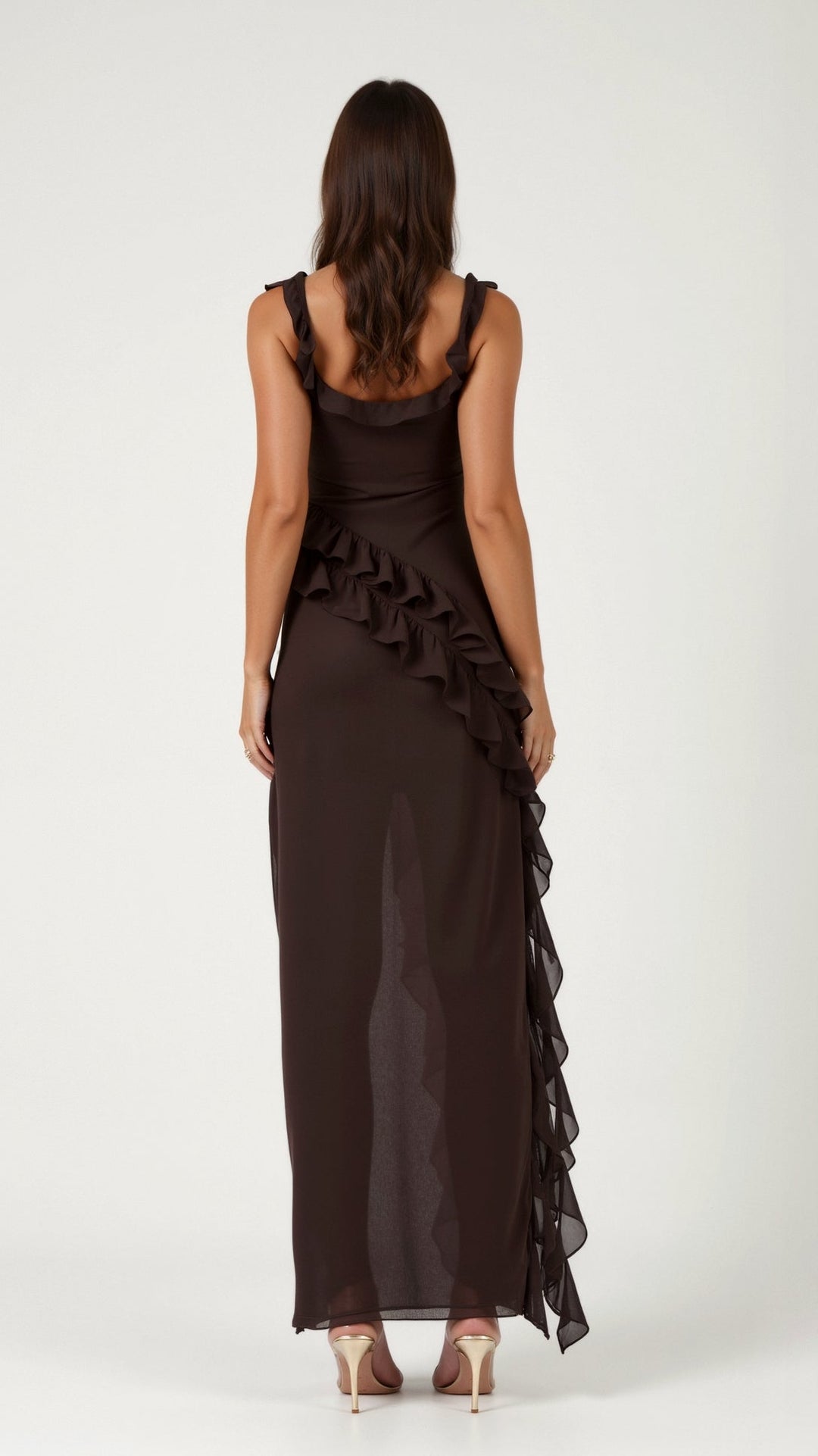 Women's Maxi Dress – Ruffle Party Front Slit