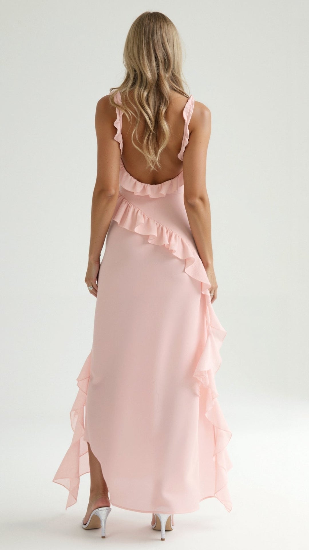 Women's Maxi Dress – Ruffle Party Front Slit