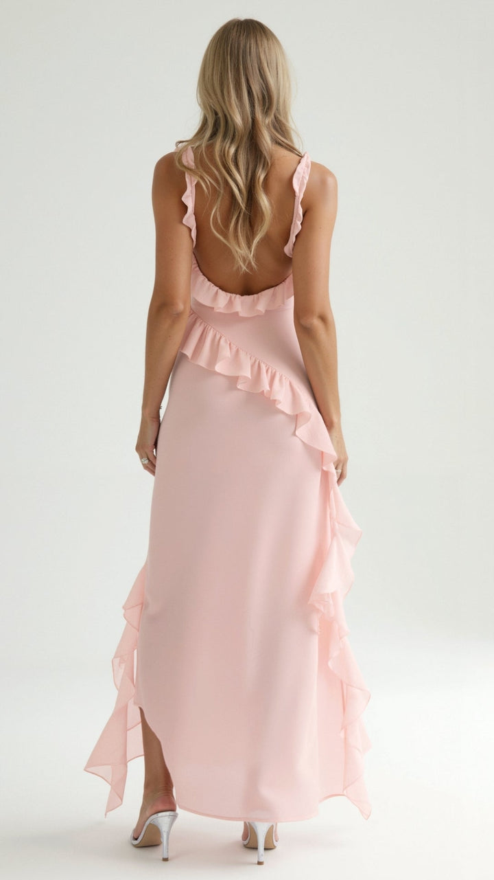 Women's Maxi Dress – Ruffle Party Front Slit