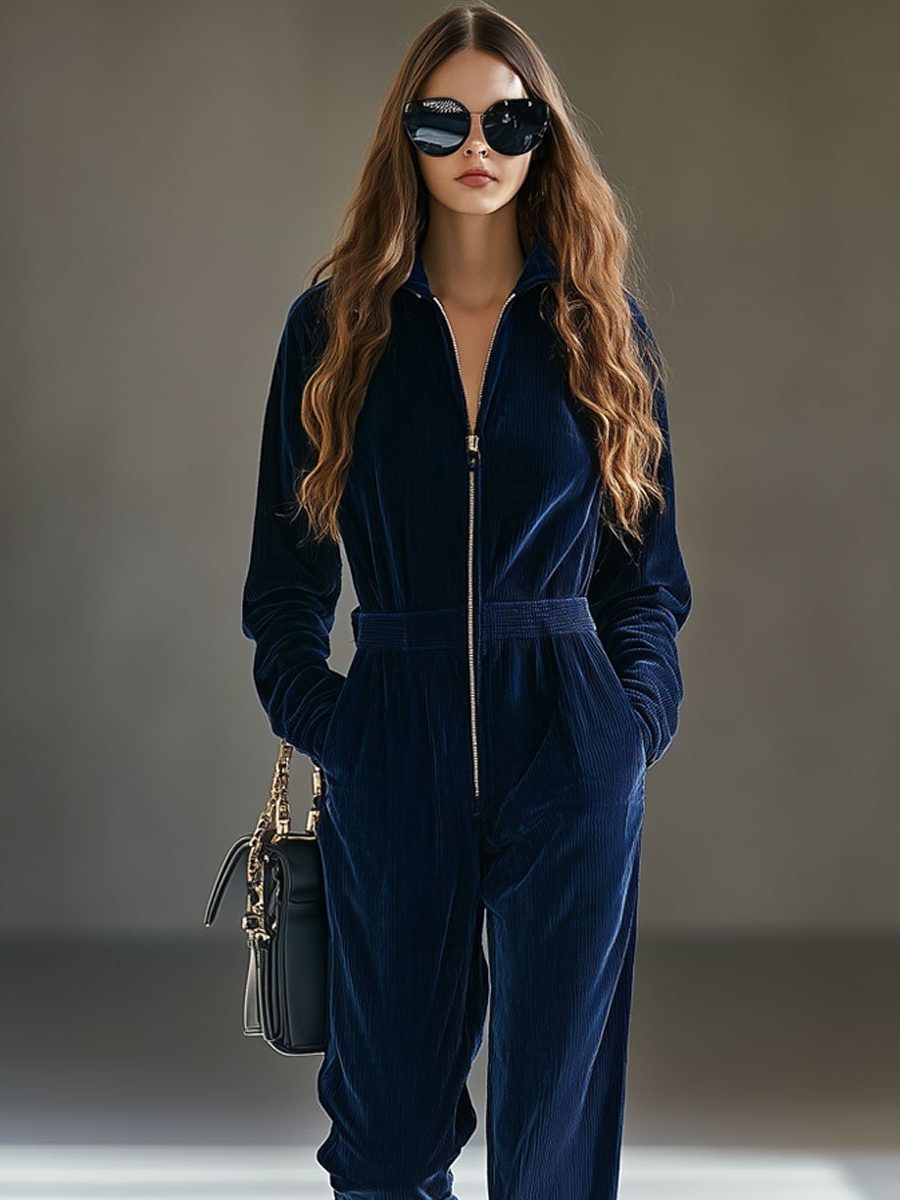Women's Jumpsuit – Corduroy Zip-Up
