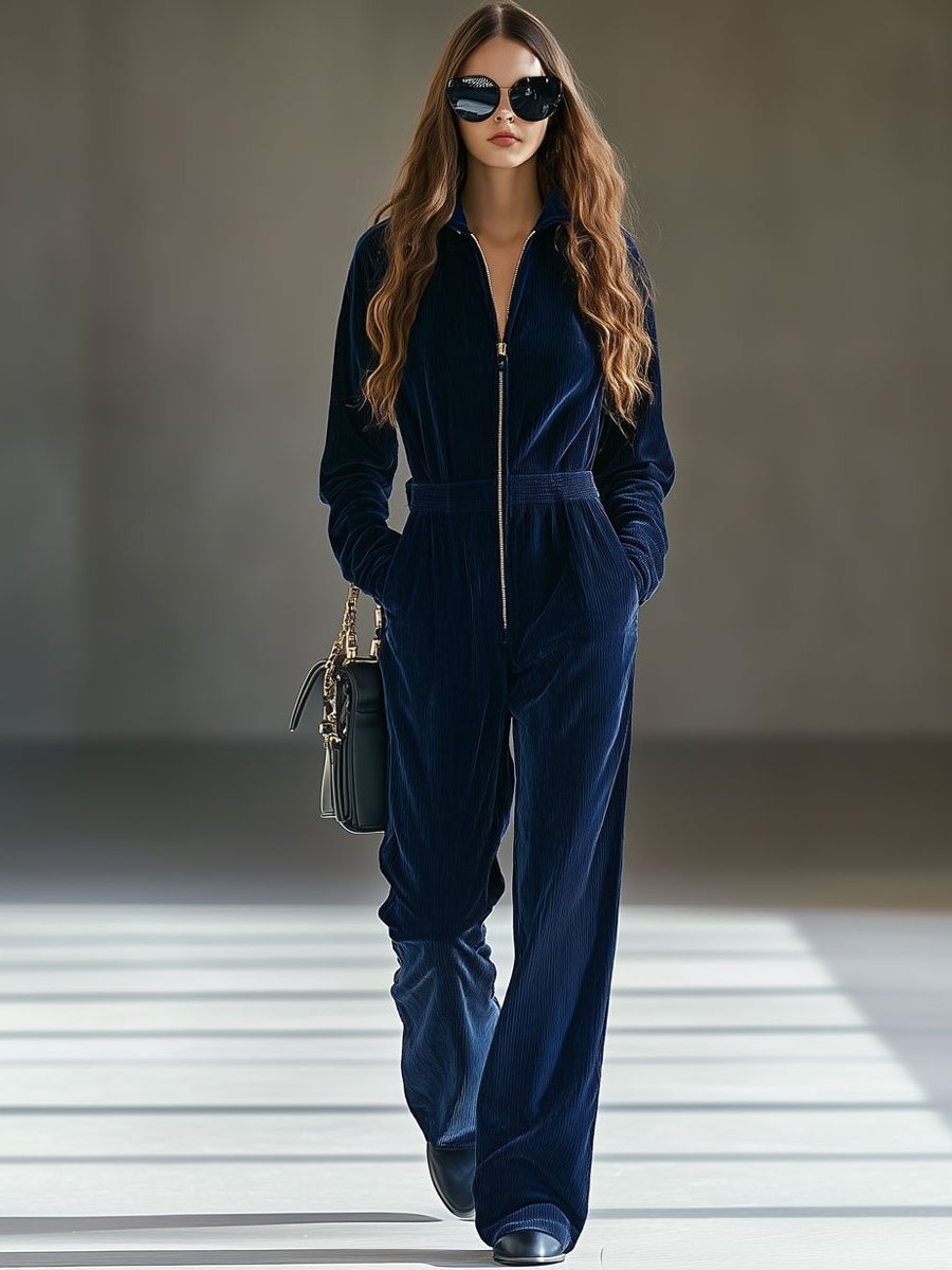 Women's Jumpsuit – Corduroy Zip-Up