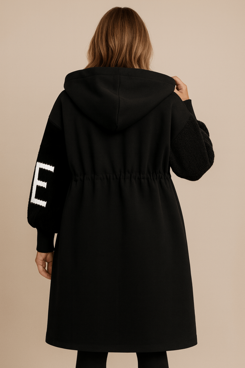 Women's Coat – Oversized Longline Hooded Wool-Look