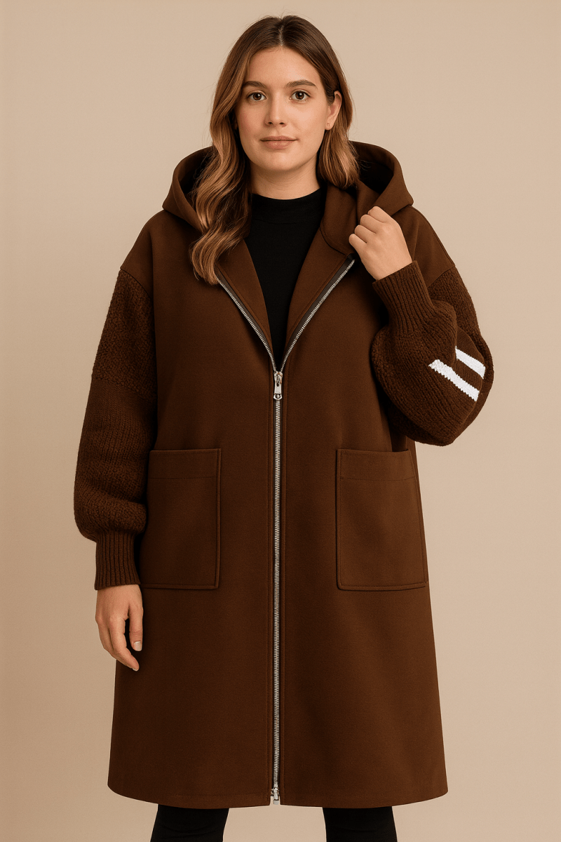Women's Coat – Oversized Longline Hooded Wool-Look