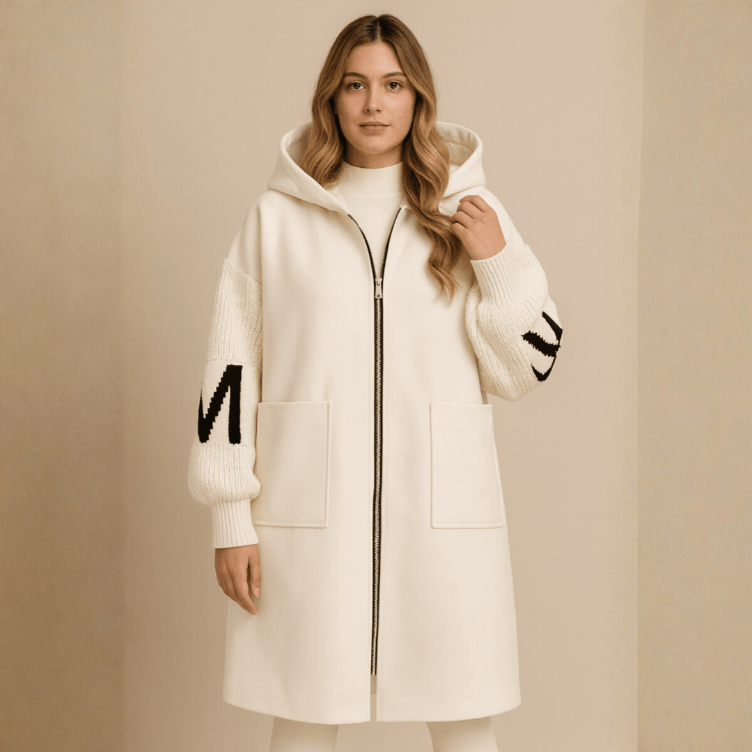 Women's Coat – Oversized Longline Hooded Wool-Look