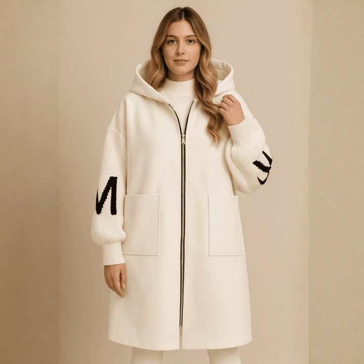 Women's Coat – Oversized Longline Hooded Wool-Look
